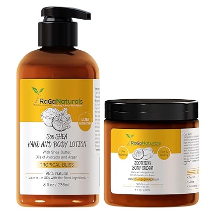 RaGaNaturals Tropical Bliss Body Lotion and Body Cream, Ultra Hydrating Moisturizer for Women, Men, Babies and Kids - 8fl oz